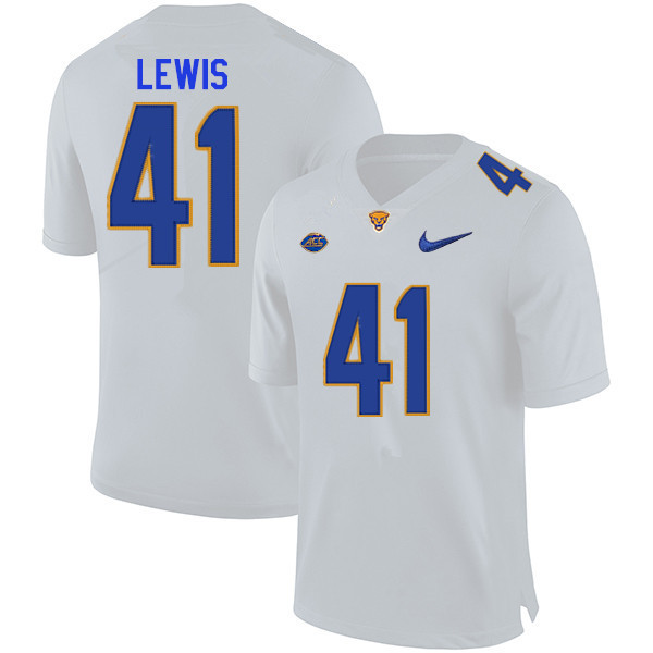 Men #41 Jehvonn Lewis Pitt Panthers College Football Jerseys Sale-White